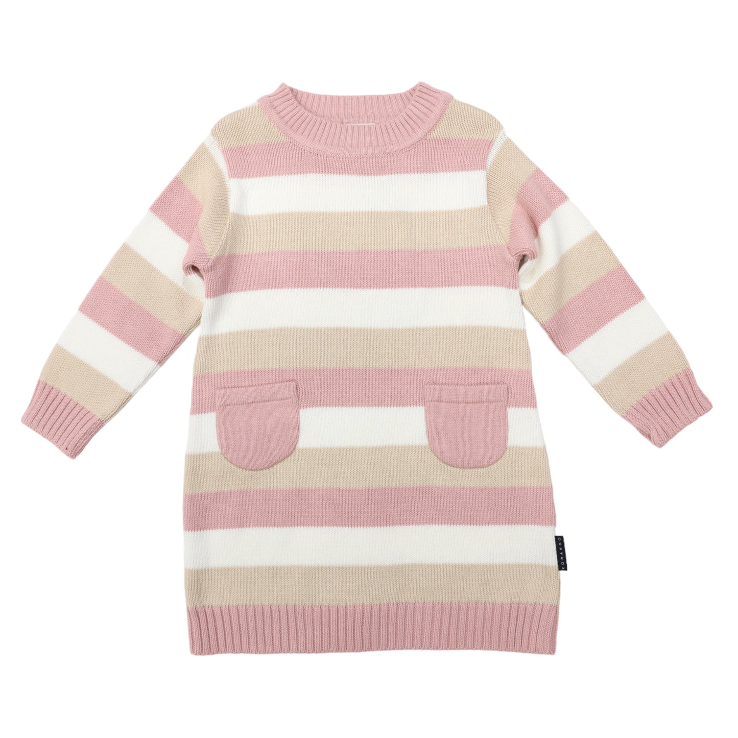 Korango | A-Line Striped Knit Dress | Tapioca Stripe