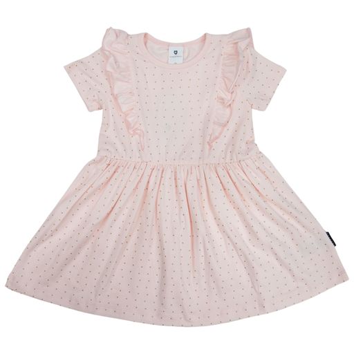 Korango | Gold Spot Cotton Frill Dress | Light Pink