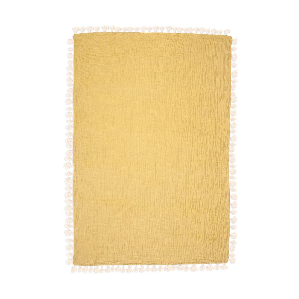 Crane Baby | 6 Layer Muslin Blanket | Ochre