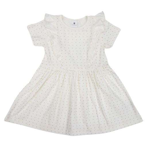 Korango | Gold Spot Cotton Frill Dress | White