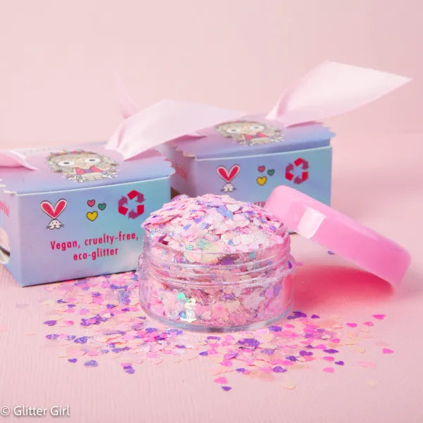 Glitter Girl | Glitter | Cupcake | 10g Pot | Pastel Pink Hearts