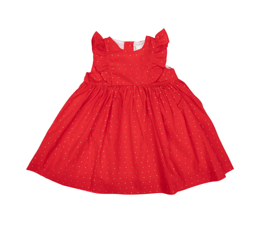 Korango | Gold Spot Frill Dress | Red