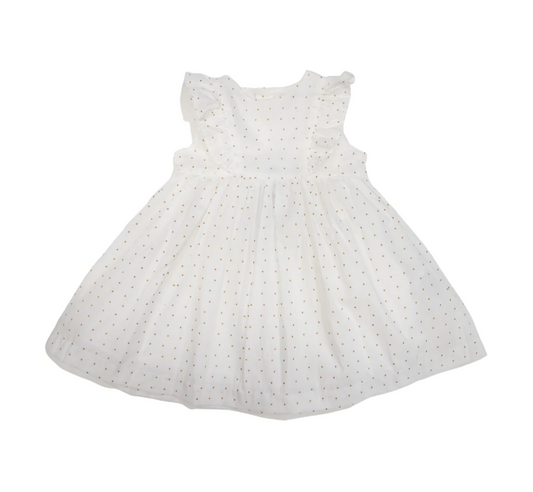 Korango | Gold Spot Frill Dress | White