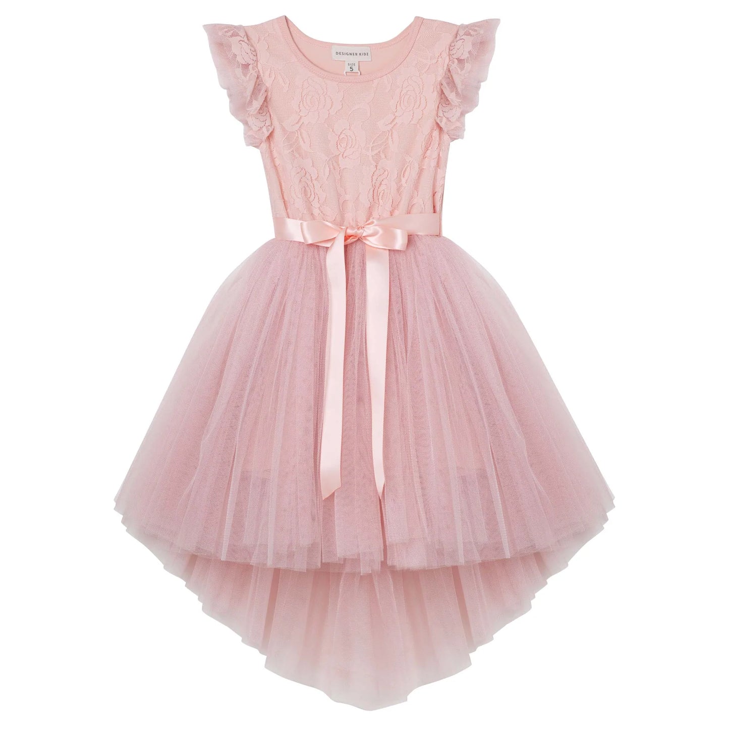 Designer Kidz | Libby Lace Short Sleeved Tutu Dress | Tea Rose