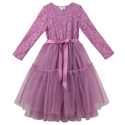 Designer Kidz | Princess Lace Long Sleeve | Tutu Dress | Berry