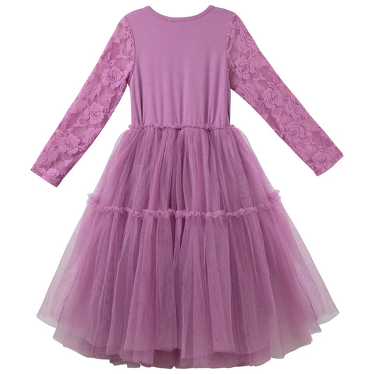 Designer Kidz | Princess Lace Long Sleeve | Tutu Dress | Berry