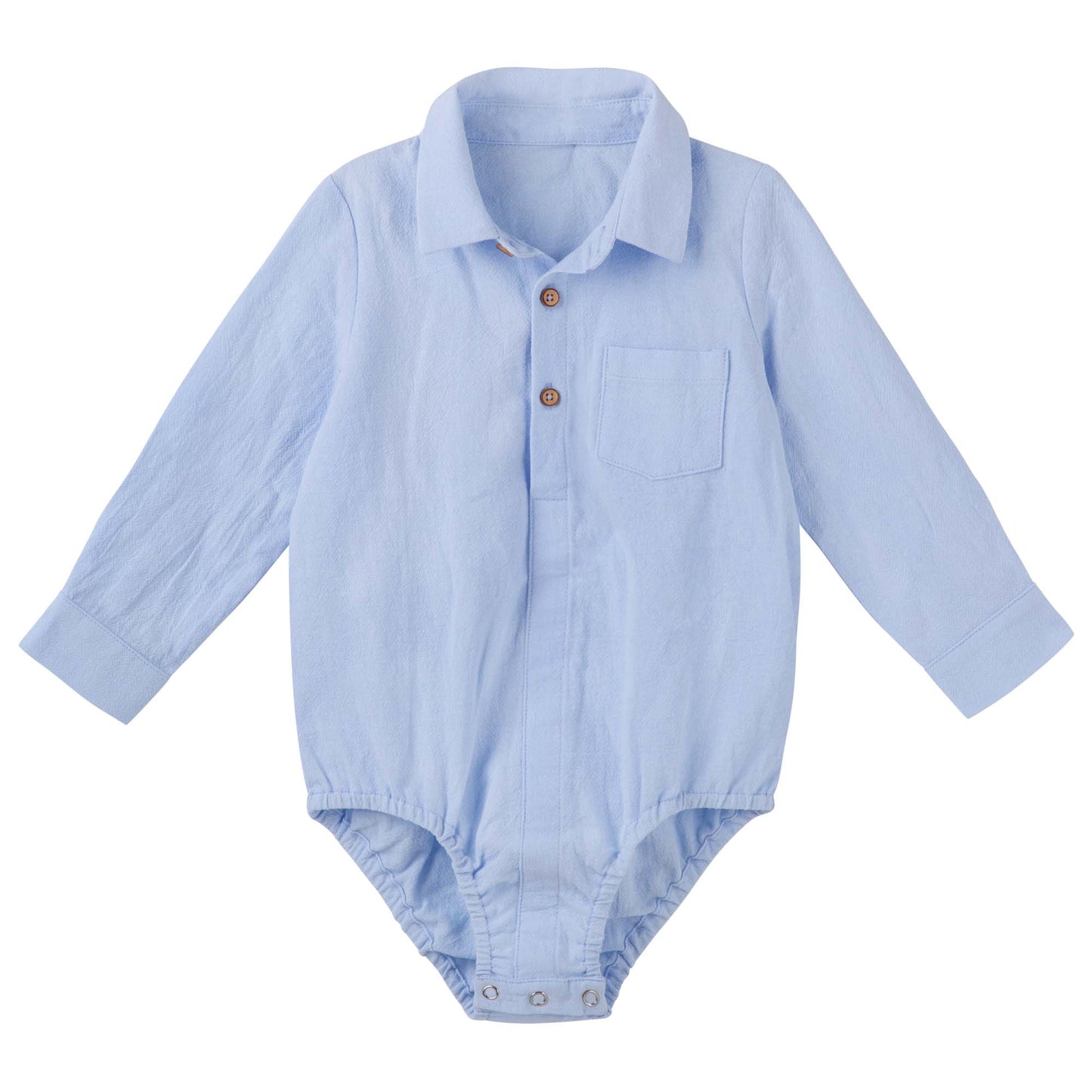 Designer Kidz | Archie Long Sleeved Button Romper | Blue