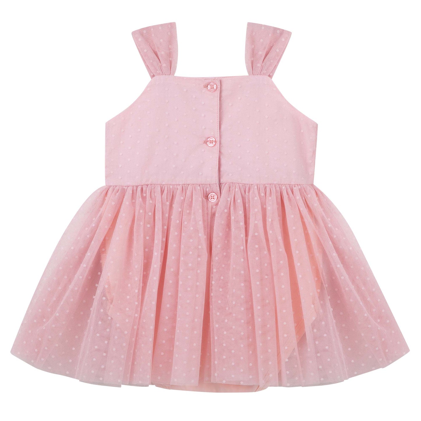 Designer Kidz | Emmy Flocked Spot Romper | Tea Rose (Size 6-12 Months)