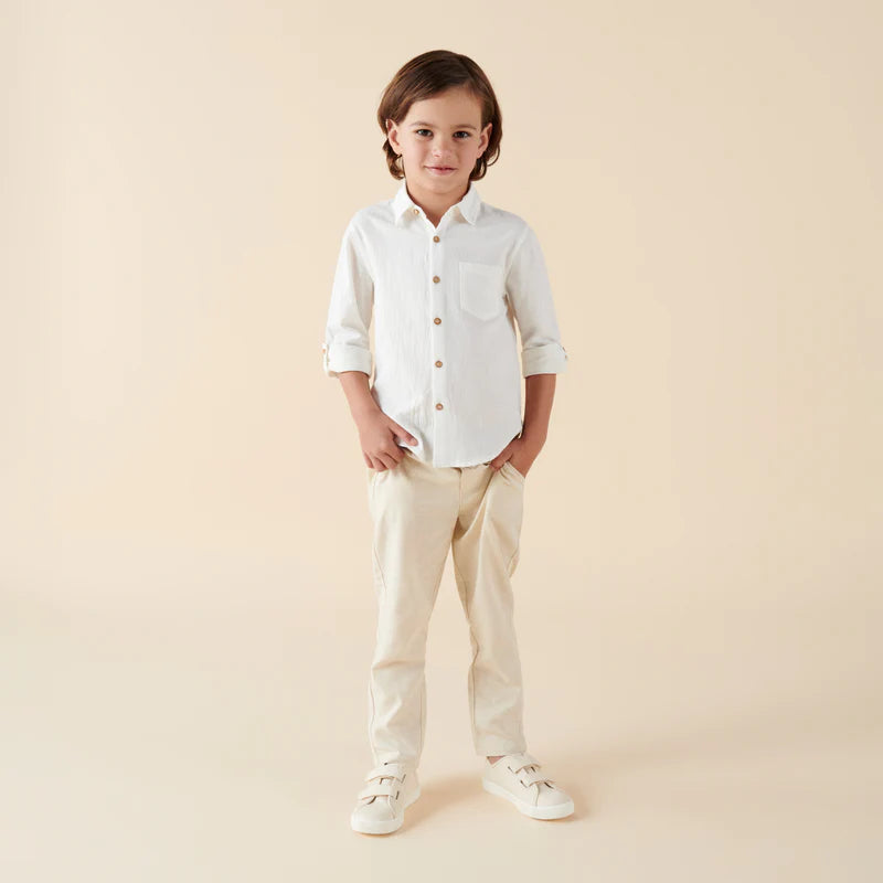 Designer Kidz | Archie Long Sleeve Shirt | Ivory