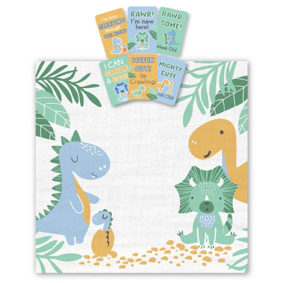 Jiggle & Giggle | Dinosaurs Milestone Muslin Set in Gift Box