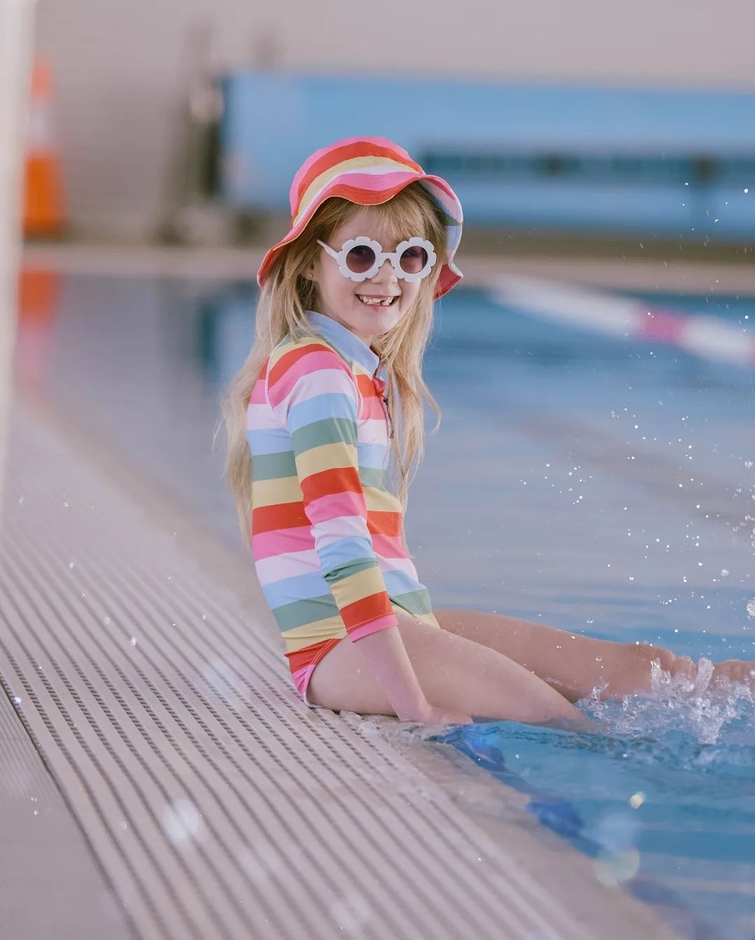 Korango | Swimwear Rainbow Zip Swimsuit | Rainbow Stripe