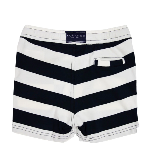 Korango | Striped Cotton Short | Navy Stripe | 3-6M