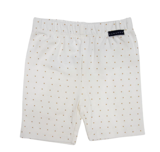 Korango |  Gold Spot Cotton Bike Shorts White Size 5,6 & 8Y