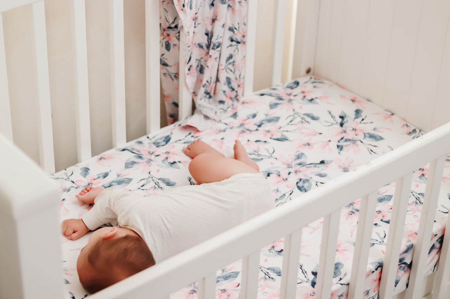 Mod and Tod | Organic Fitted Cot Sheet | Watercolour Blossom