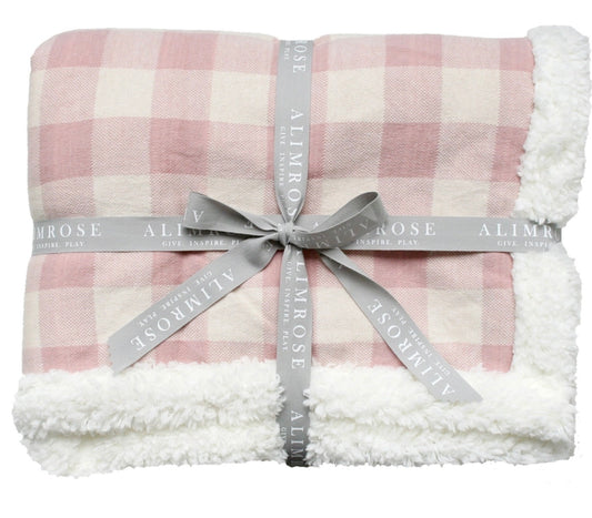 Alimrose | Sherpa Baby Blanket 80 x 100cm Rose Check