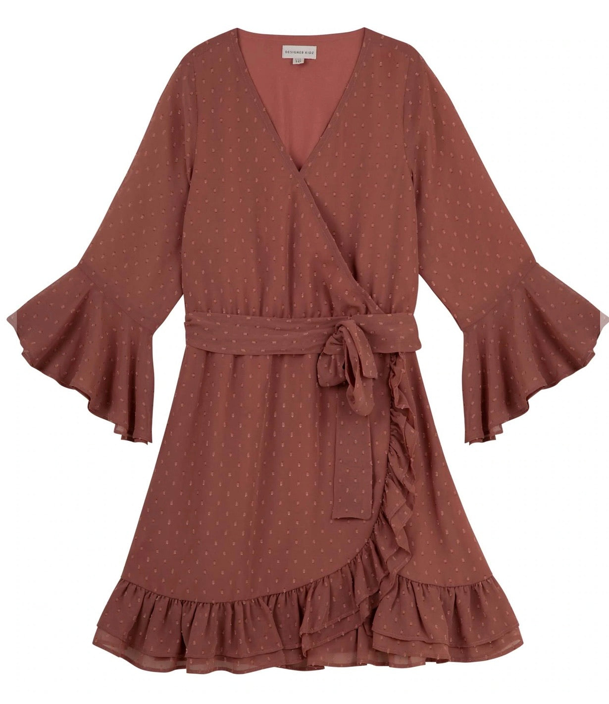 Designer Kidz | Winnie Long Sleeve Wrap Dress | Cinnamon