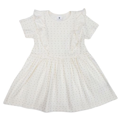 Korango | Gold Spot Cotton Frill Dress | White
