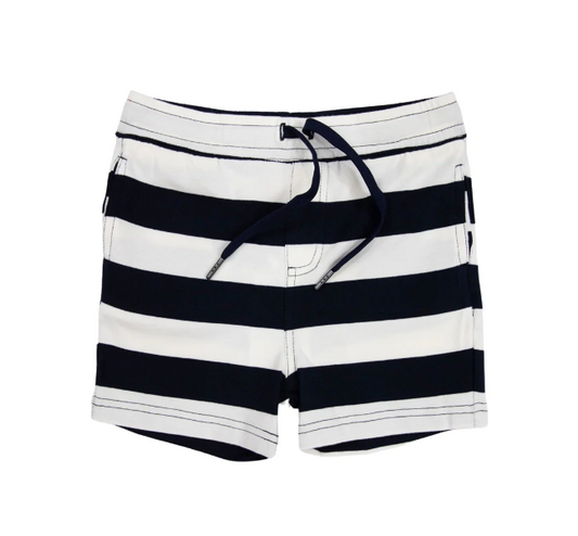 Korango | Striped Cotton Short | Navy Stripe | 3-6M